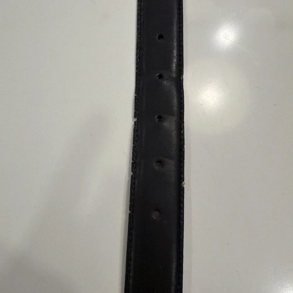 Christian Dior Women's Black Leather Belt 38 Gold Buckle Vintage